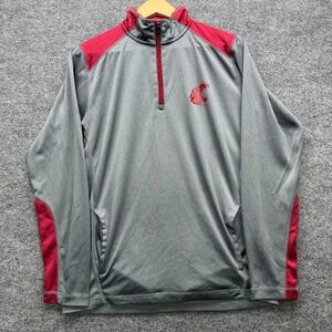 Champion Elite Pullover Men's Size M Gray Red Washington State Cougars 1/4 Zip